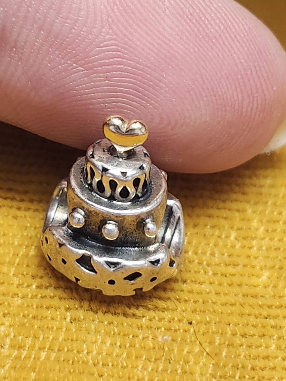 retired Pandora Celebration Cake Charm (Model 790347), 925 sterling